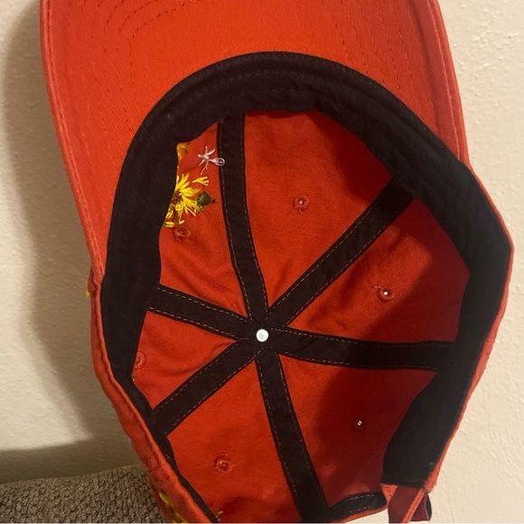 Embroidered Floral Orange Cap - Picture 5 of 8